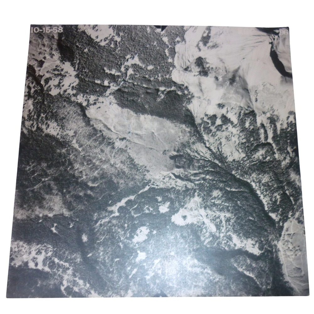 Vintage 1958 Aerial Mountain Topography Photograph 9x9 B&W 10-15-58 Print 96